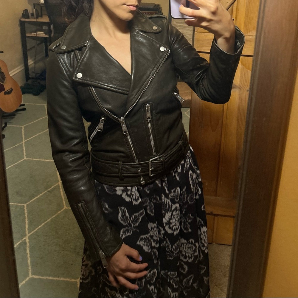 All Saints Dark Leather Jacket